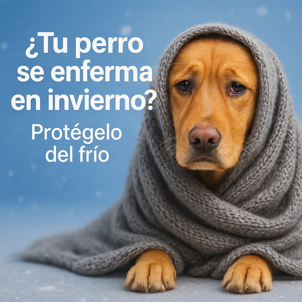 perro envuelto en manta invernal